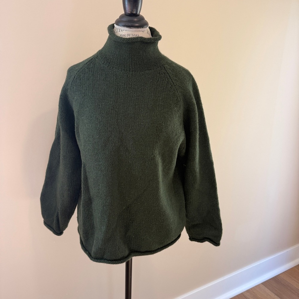 J.Crew Men's Vintage Forest Green Roll Neck Wool Sweater Size M